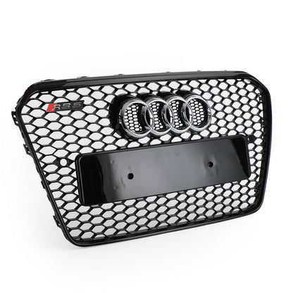 2012-2016 Audi A5 S5 B8.5 Grill Replacement RS5 Style Honeycomb Hex Mesh Front Bumper Black Grille