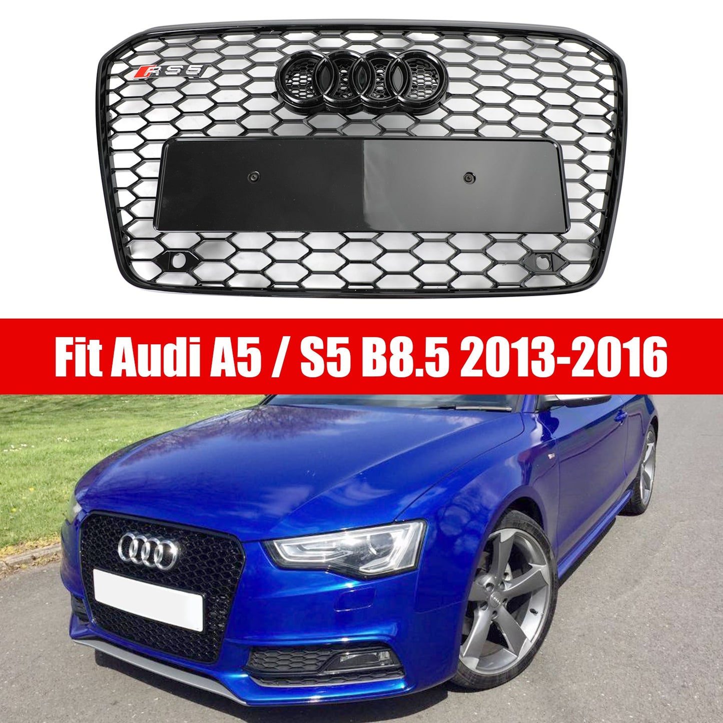 2012-2016 Audi A5 / A5 Sline / S5 B8.5 RS5 / S5 Style Grill Front Bumper Glossy Black Grille