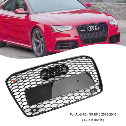 2012-2016 Audi A5 S5 B8.5 Grill Replacement RS5 Style Honeycomb Hex Mesh Front Bumper Black Grille