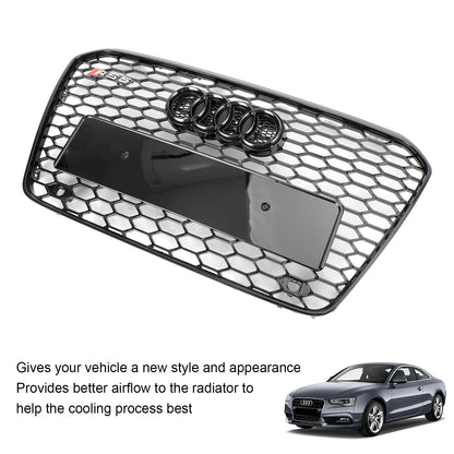 2012-2016 Audi A5 / A5 Sline / S5 B8.5 Honeycomb Mesh Grill Glossy Black RS5 Style Grille With Black Ring Emblem