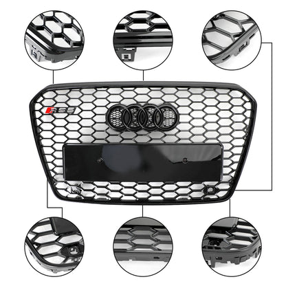 2012-2016 Audi A5 S5 B8.5 Grill Replacement RS5 Style Honeycomb Hex Mesh Front Bumper Black Grille