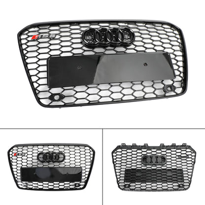 2012-2016 Audi A5 / A5 Sline / S5 B8.5 Honeycomb Mesh Grill Glossy Black RS5 Style Grille With Black Ring Emblem