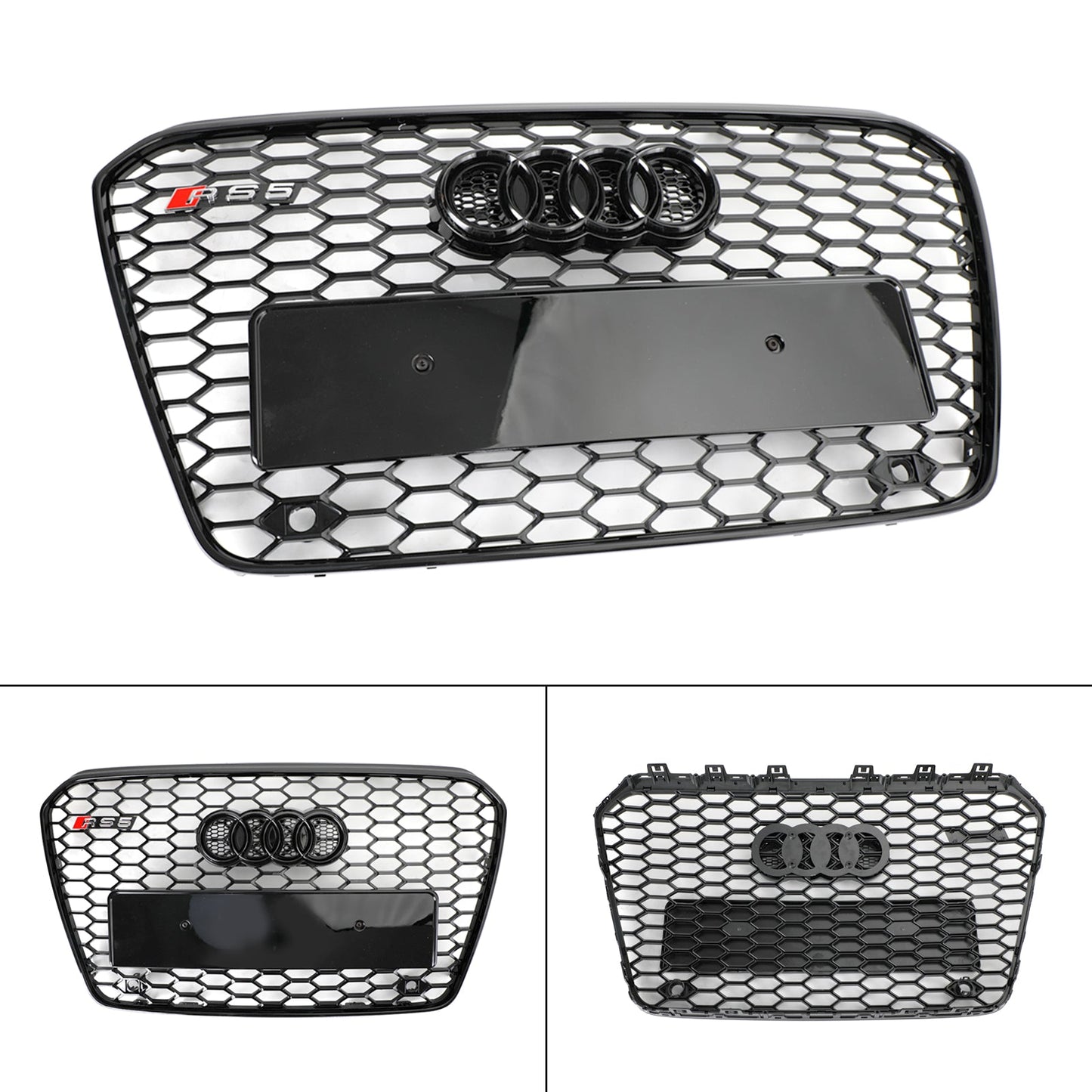 2012-2016 Audi A5 S5 B8.5 Grill Replacement RS5 Style Honeycomb Hex Mesh Front Bumper Black Grille