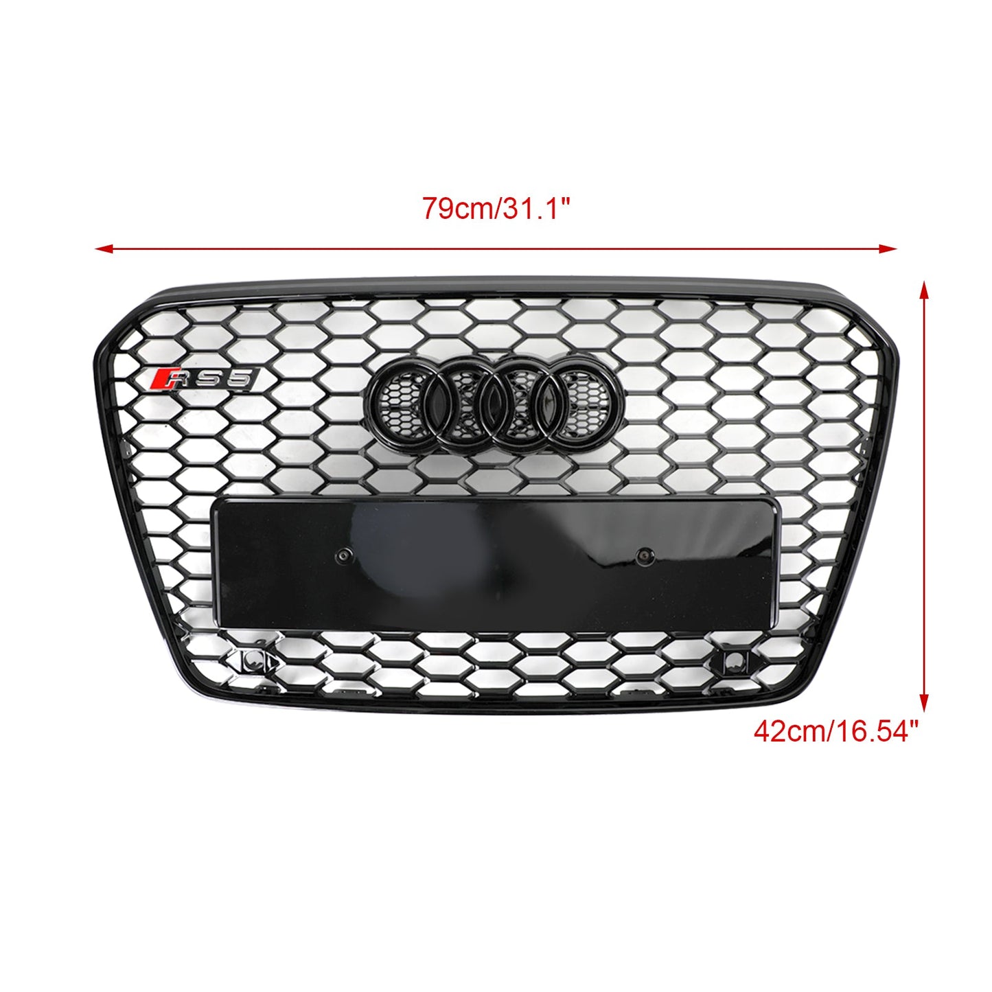 2012-2016 Audi A5 S5 B8.5 Grill Replacement RS5 Style Honeycomb Hex Mesh Front Bumper Black Grille
