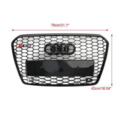 2012-2016 Audi A5 / A5 Sline / S5 B8.5 Honeycomb Mesh Grill Glossy Black RS5 Style Grille With Black Ring Emblem
