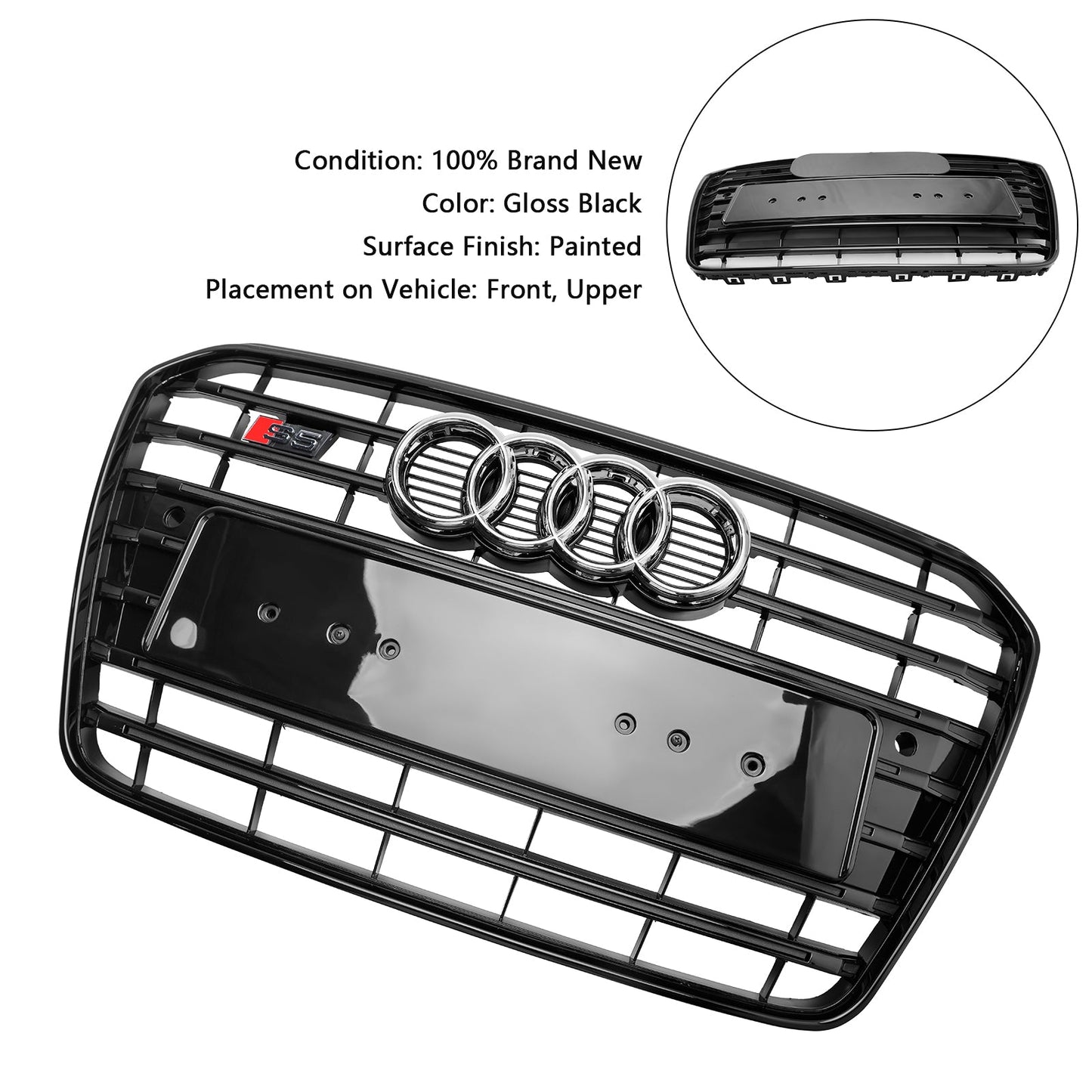 2012-2016 Audi A5 / S5 B8.5 S5 Style Front Bumper Grille Black Replacement Grille