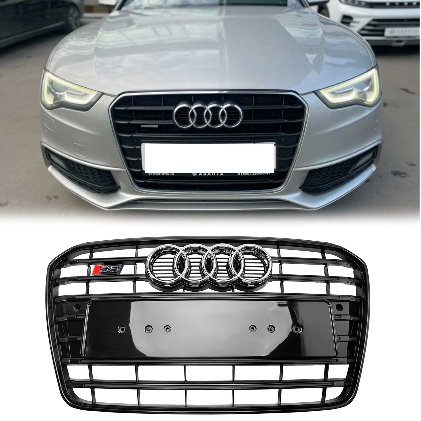 2012-2016 Audi A5 / S5 B8.5 S5 Style Front Bumper Grille Black Replacement Grille