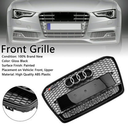 2012-2016 Audi A5 / A5 Sline / S5 B8.5 RS5 Style Honeycomb Front Bumper Grille With Silver Ring Emblem