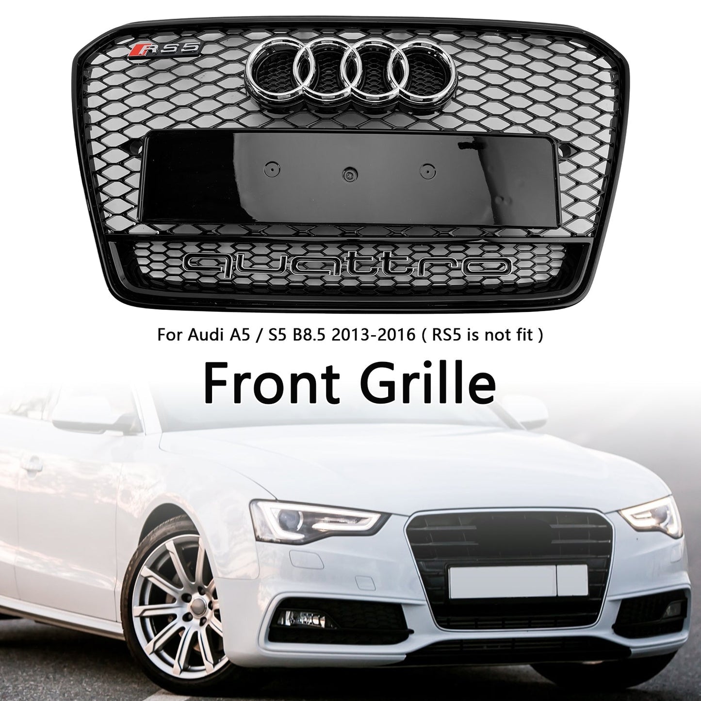 2013-2016 Audi A5 S5 B8.5 RS5 Style Honeycomb Front Bumper Grille Grill