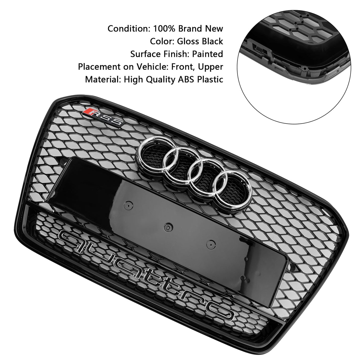 2012-2016 Audi A5 / A5 Sline / S5 B8.5 RS5 / S5 Style Grill Front Bumper Glossy Black Grille