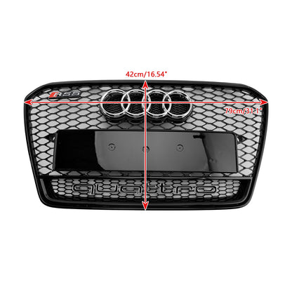 2012-2016 Audi A5 / A5 Sline / S5 B8.5 RS5 Style Honeycomb Front Bumper Grille With Silver Ring Emblem