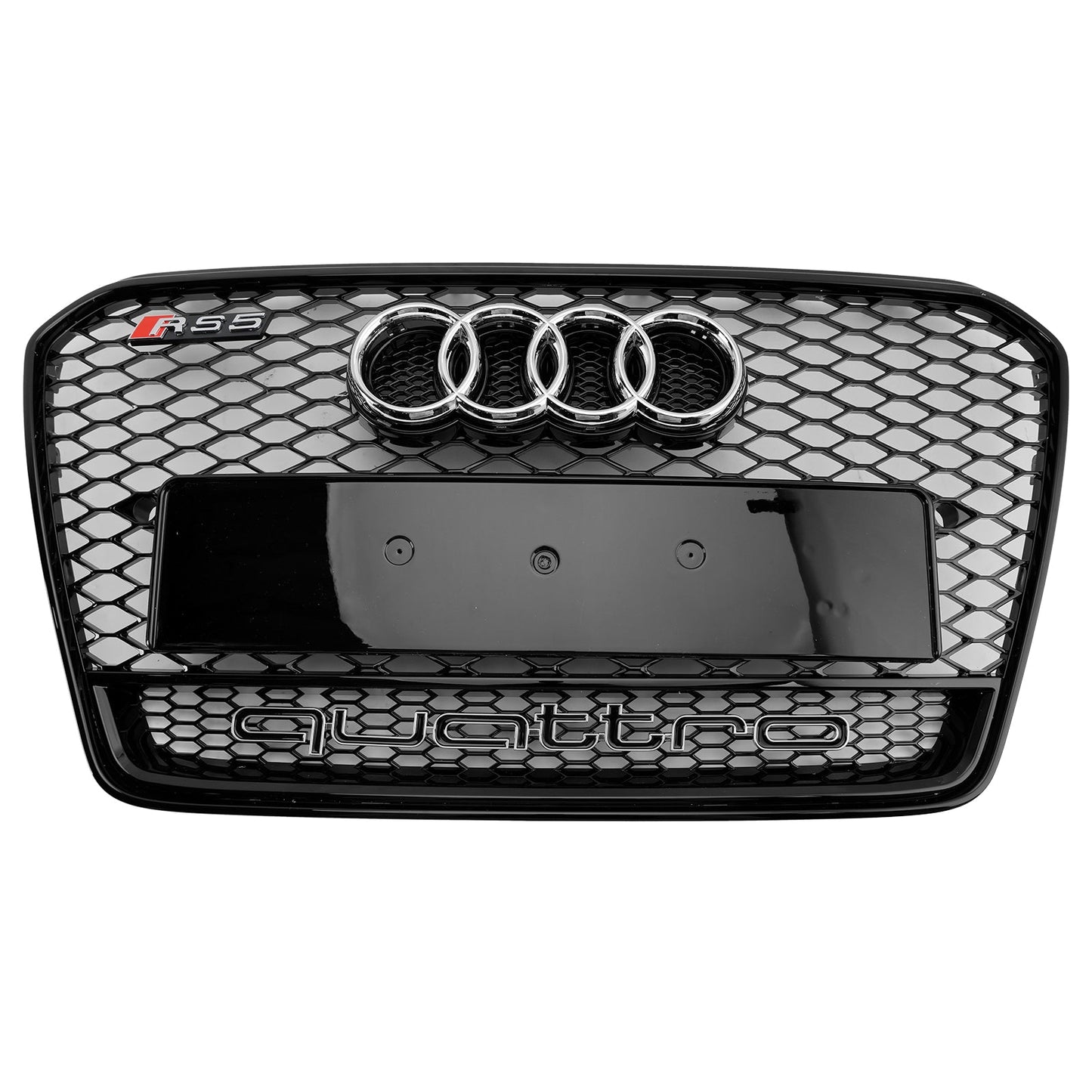 2012-2016 Audi A5 / A5 Sline / S5 B8.5 RS5 Style Honeycomb Front Bumper Grille With Silver Ring Emblem