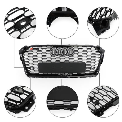 2017 2018 2019 Audi A5 / A5 Sline / S5 B9 RS5 Style Honeycomb Sport Mesh Hex Grille Front Bumper Glossy Black Grill