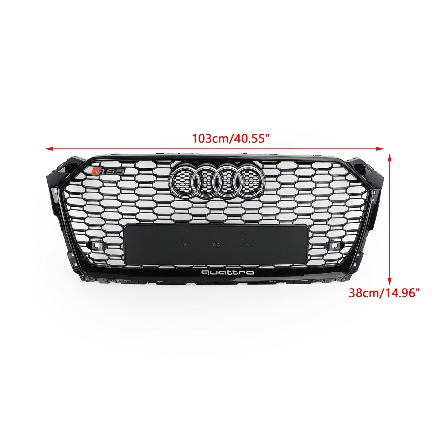 2017 2018 2019 Audi A5 / A5 Sline / S5 B9 RS5 Style Honeycomb Sport Mesh Hex Grille Front Bumper Glossy Black Grill