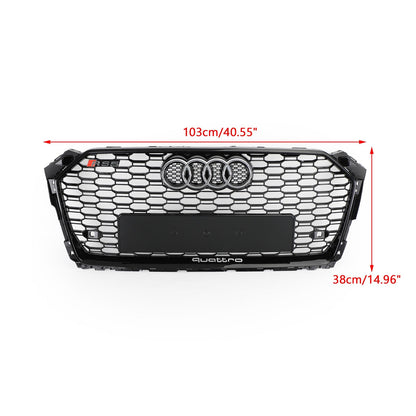 2017 2018 2019 Audi A5 / A5 Sline / S5 B9 RS5 Style Honeycomb Sport Mesh Hex Grille Front Bumper Glossy Black Grill