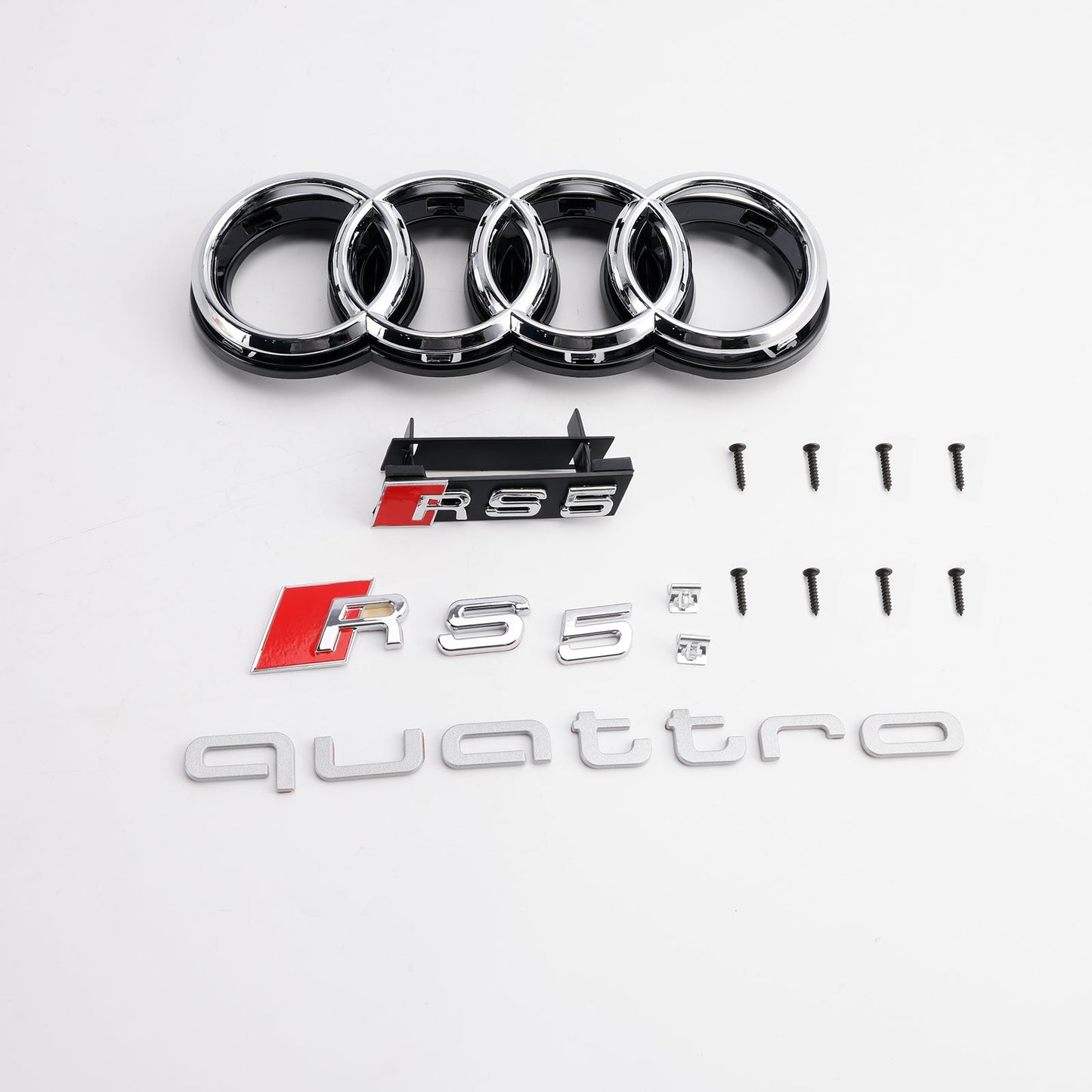 2017 2018 2019 Audi A5 / A5 Sline / S5 Honeycomb Front Glossy Black Grille RS Quattor Style Air Intake Radiator Mesh Grill W/ Rings Emblem