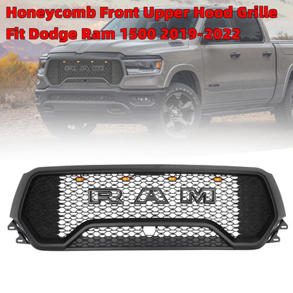 Ram 1500 2019-2024 Dodge Grill TRX Style LED Honeycomb Front Upper Hood Grill Generic