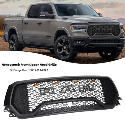 Ram 1500 2019-2024 Dodge Grill TRX Style LED Honeycomb Front Upper Hood Grill Generic