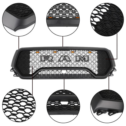 Ram 1500 2019-2024 Dodge Grill TRX Style LED Honeycomb Front Upper Hood Grill Generic