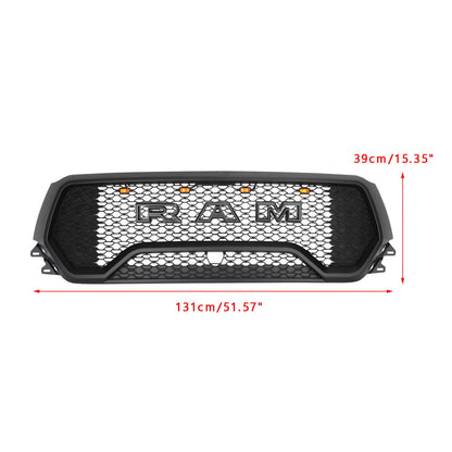 Ram 1500 2019-2024 Dodge Grill TRX Style LED Honeycomb Front Upper Hood Grill Generic
