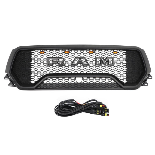 Ram 1500 2019-2024 Dodge Grill TRX Style LED Honeycomb Front Upper Hood Grill Generic