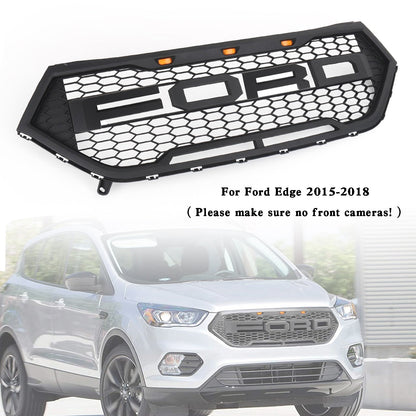 2015-2018 Ford Edge Raptor Style Grill Front Bumper Black Grille W/ LED Light & Letter