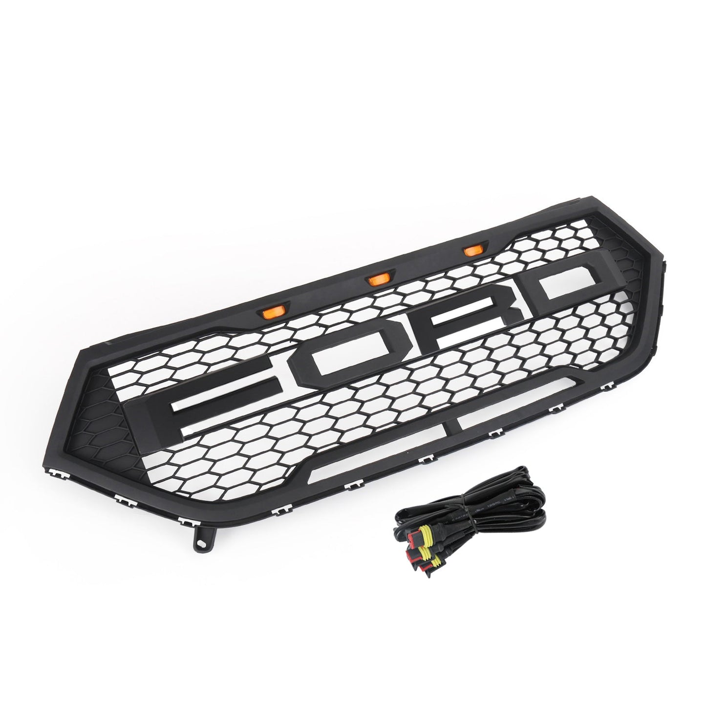 2015-2018 Ford Edge Raptor Style Grill Front Bumper Black Grille W/ LED Light & Letter
