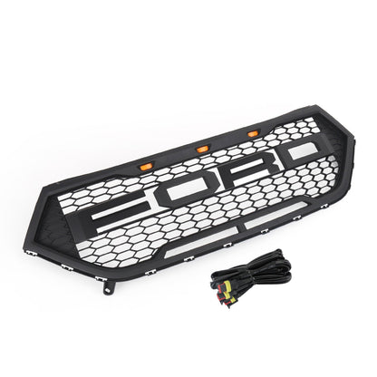 2015-2018 Ford Edge Raptor Style Grill Front Bumper Black Grille W/ LED Light & Letter