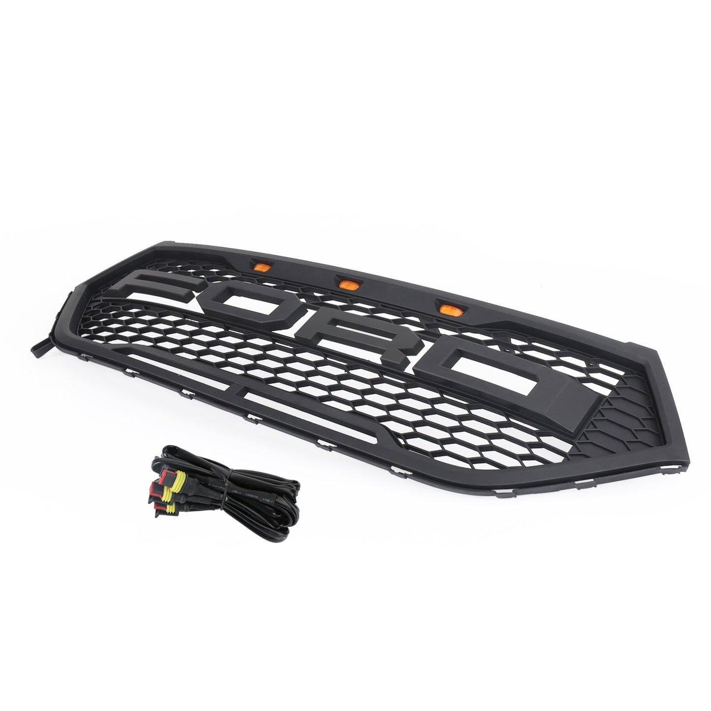 2015-2018 Ford Edge Raptor Style Grill Front Bumper Black Grille W/ LED Light & Letter