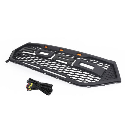 2015-2018 Ford Edge Raptor Style Grill Front Bumper Black Grille W/ LED Light & Letter