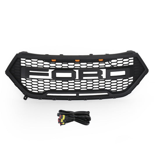 2015-2018 Ford Edge Raptor Style Grill Front Bumper Black Grille W/ LED Light & Letter