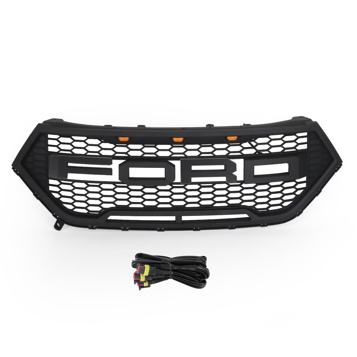 2015-2018 Ford Edge Raptor Style Grill Front Bumper Black Grille W/ LED Light & Letter