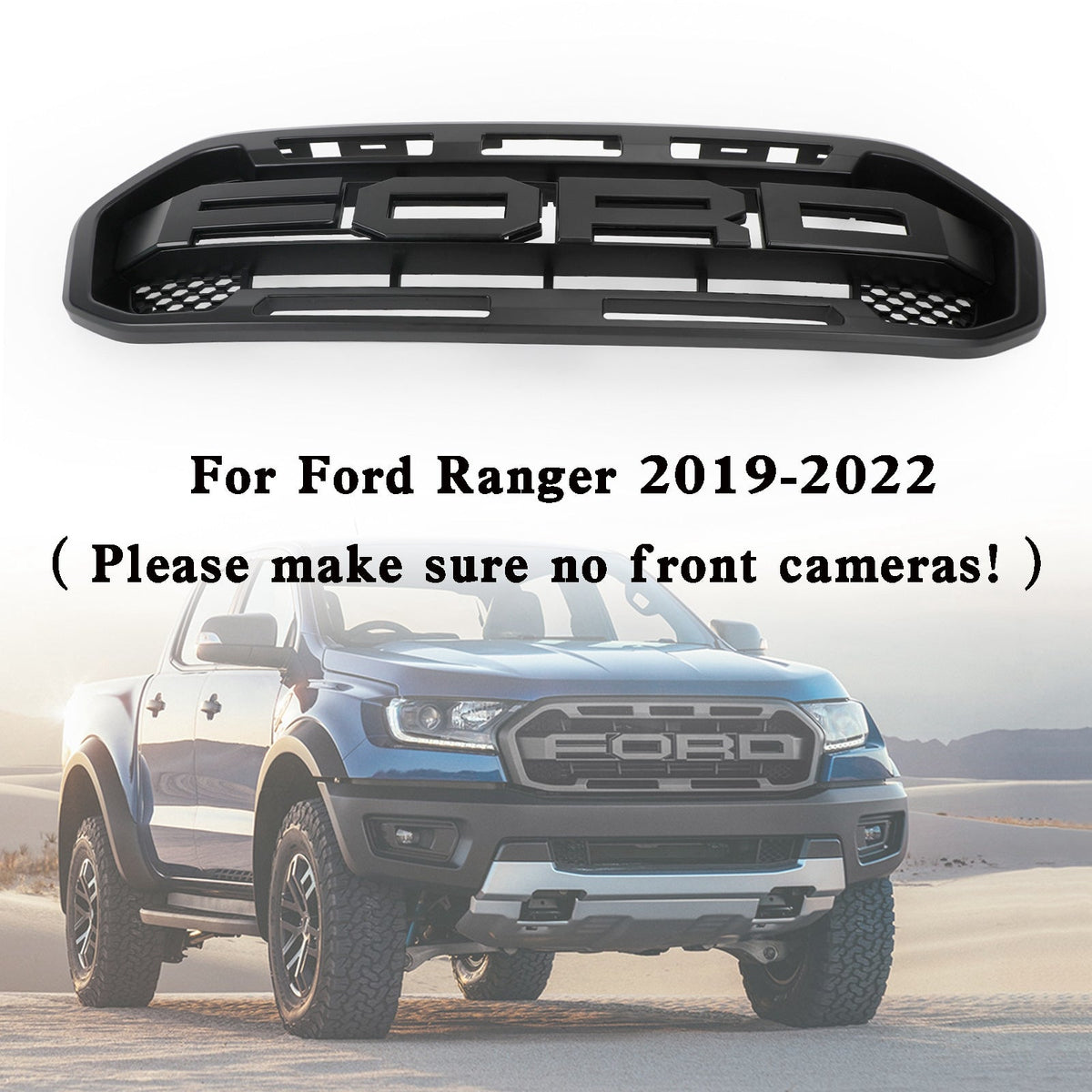 2019-2023 Ford Ranger Raptor Style Front Bumper Grill Replacement Black Generic