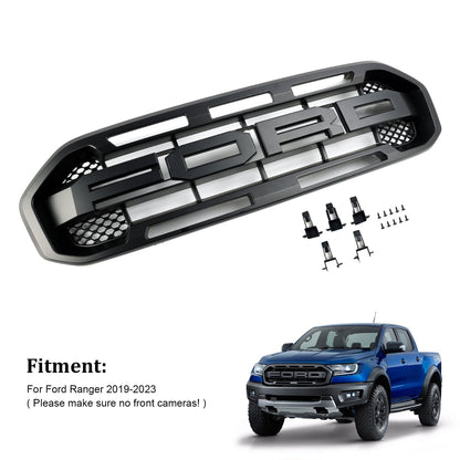 2019-2023 Ford Ranger Black Raptor Style Front Bumper Grill Replacement Black Grille