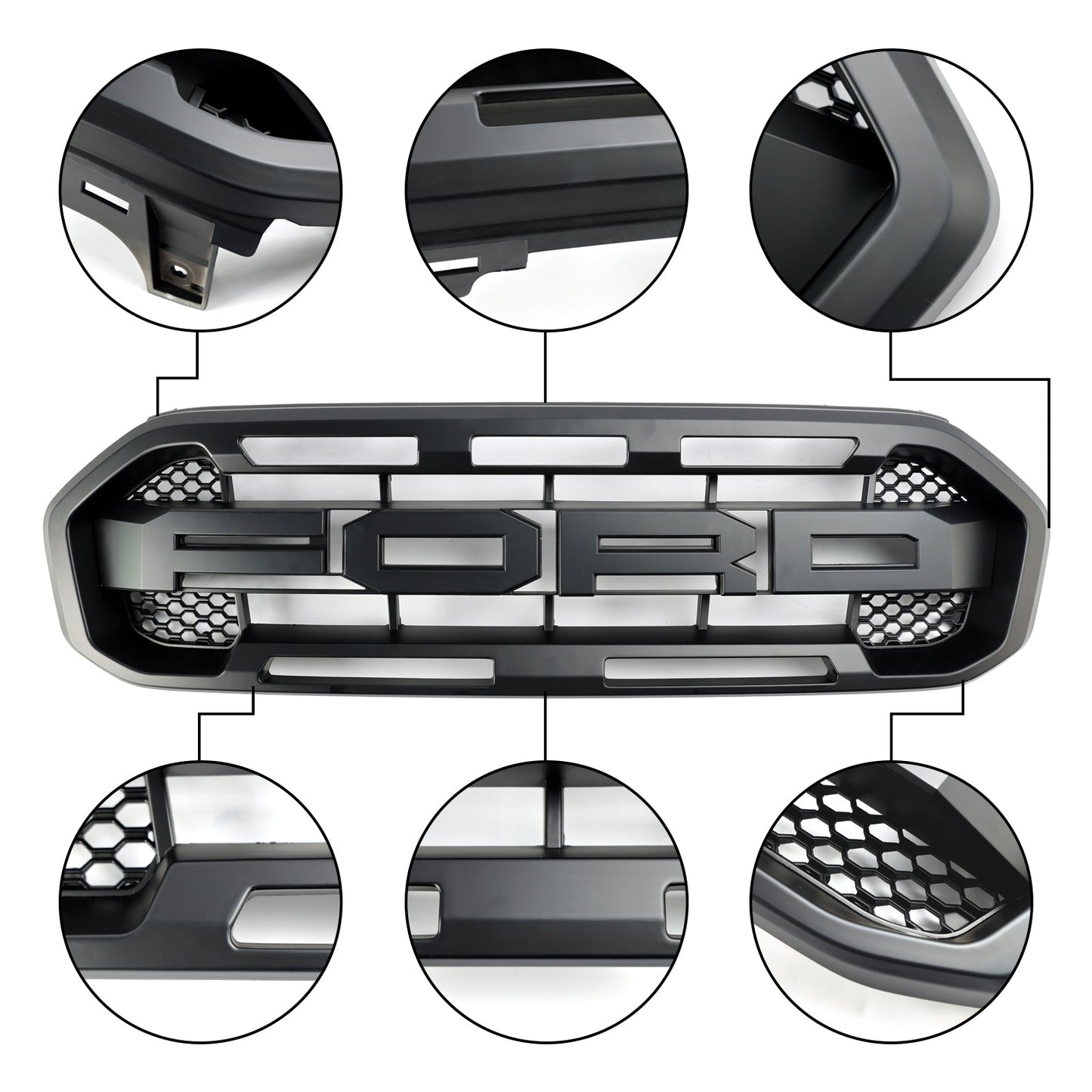 2019-2023 Ford Ranger Front Bumper Grill Raptor / Honeycomb / Mesh Style Black Grille