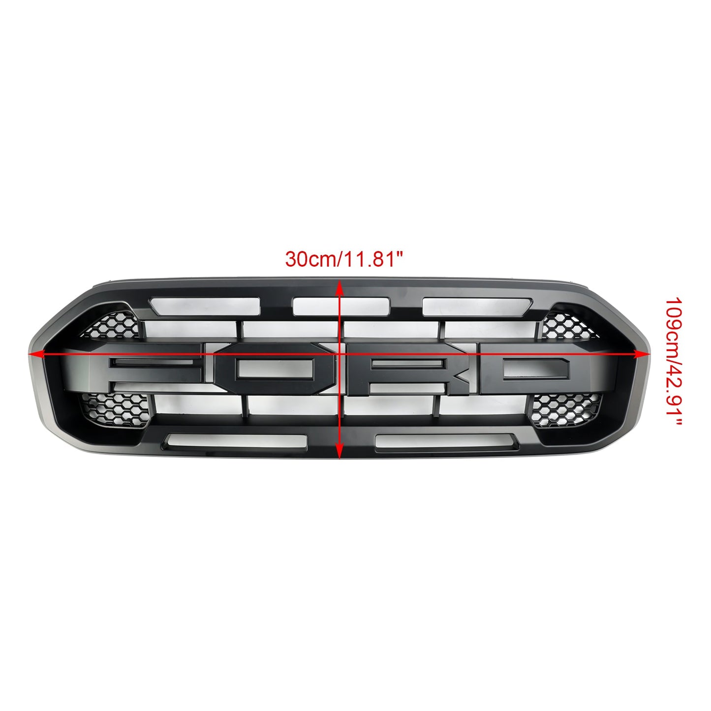 2019 2020 2021 2022 2023 Ford Ranger Matte Black Raptor Style Front Grill Replacement Grille With White LED Light