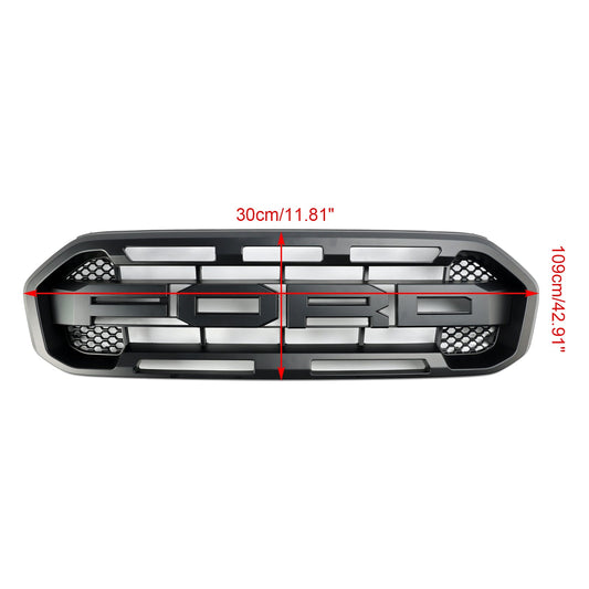 2019-2023 Raptor Style Grill Ford Ranger Matte Black Front Bumper Replacement Grille + Letter