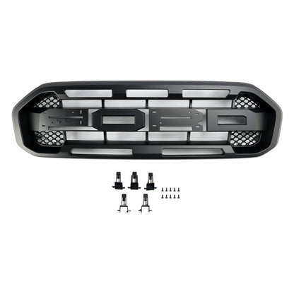 2019-2023 Raptor Style Grill Ford Ranger Matte Black Front Bumper Replacement Grille + Letter