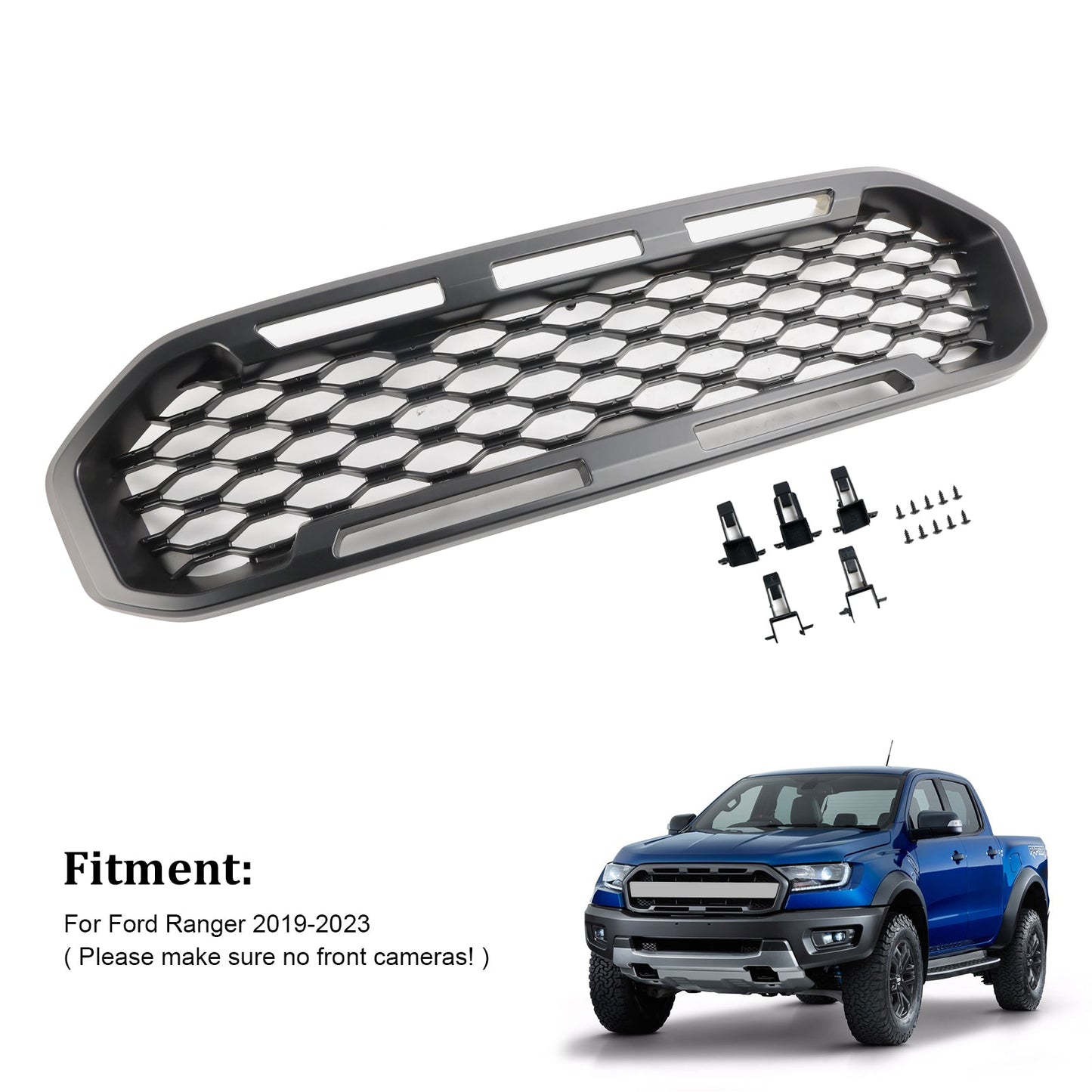 2019-2023 Ford Ranger Front Bumper Grill Raptor / Honeycomb / Mesh Style Black Grille