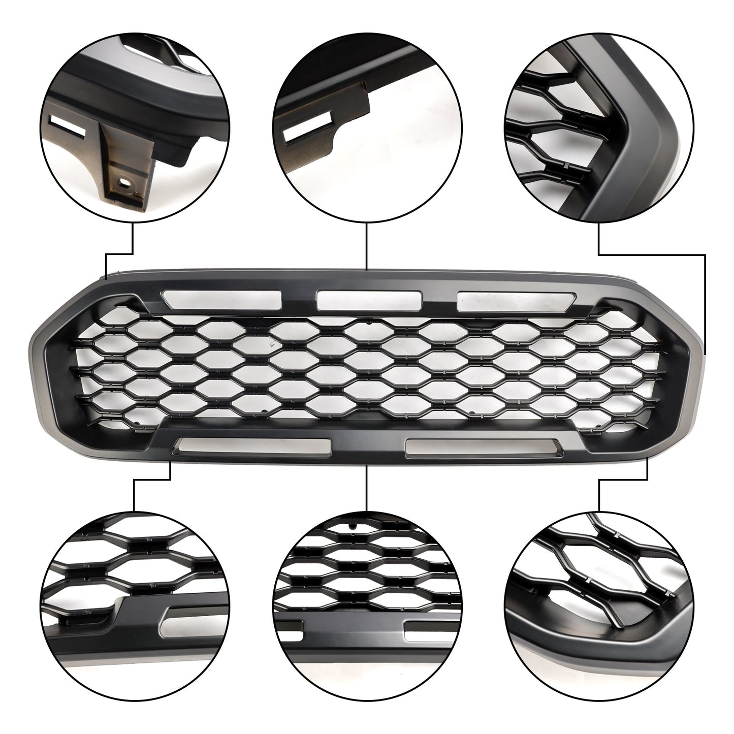 2019-2023 Ford Ranger Front Bumper Grill Raptor / Honeycomb / Mesh Style Black Grille