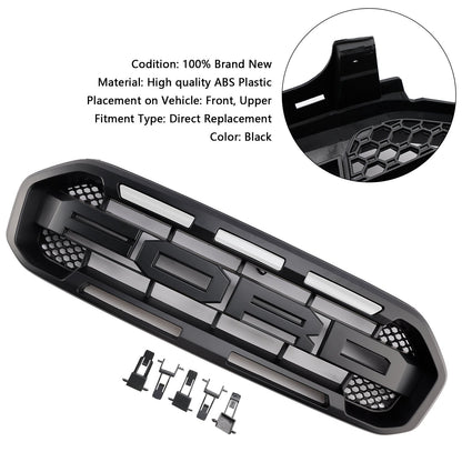 2019-2023 Ford Ranger Raptor Style Front Grille Replacement Grill With White / Yellow LED Light