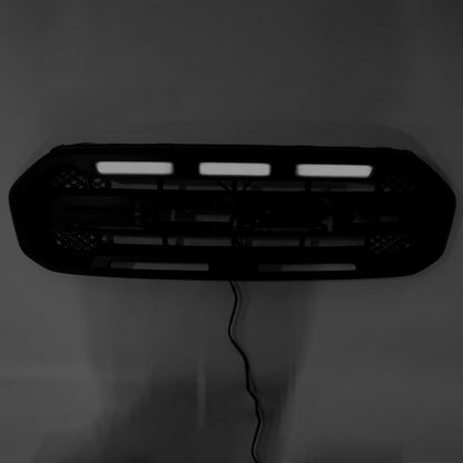 2019-2023 Ford Ranger Black Raptor Style Front Bumper Grill Black Grille W/ 3 White LED Light