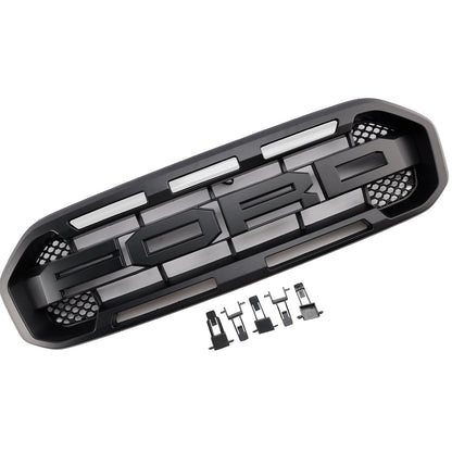 2019-2023 Ford Ranger Raptor Style Front Grille Replacement Grill With White / Yellow LED Light