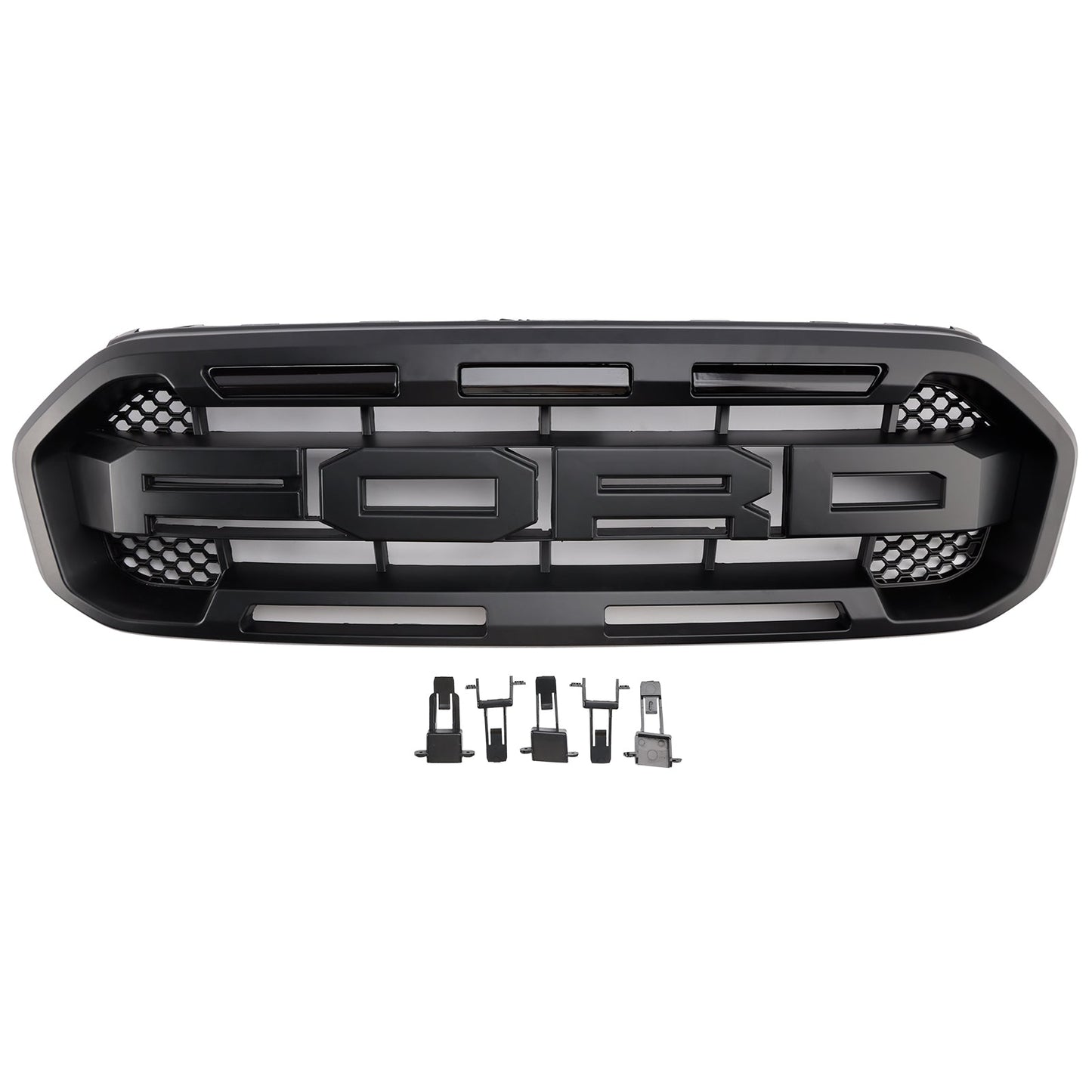2019-2023 Ford Ranger Raptor Style Front Grille Replacement Grill With White / Yellow LED Light