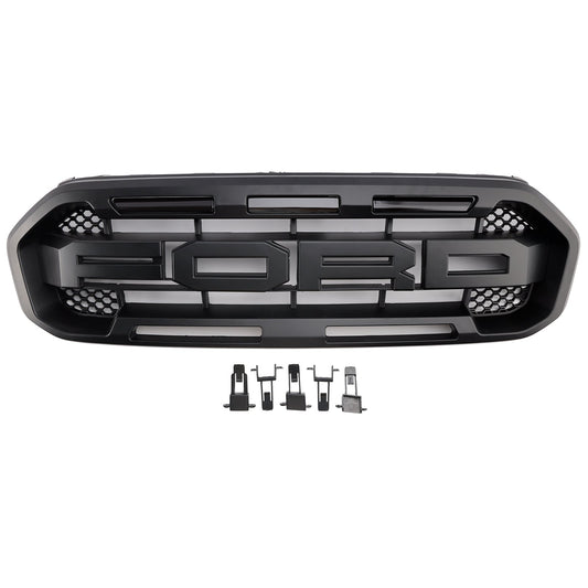 2019-2023 Ford Ranger Raptor Style Front Grille Replacement Grill With White / Yellow LED Light