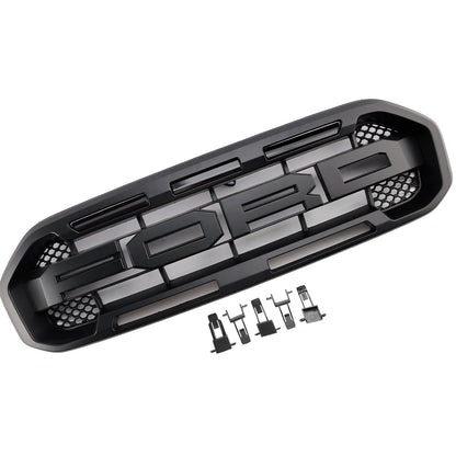 2019-2023 Ford Ranger Front Bumper Replacement Grill W/ Yellow LED Light Raptor Grille