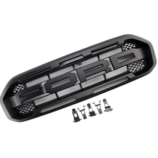 2019-2023 Ford Ranger Front Bumper Replacement Grill W/ Yellow LED Light Raptor Grille