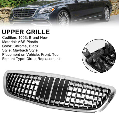 2014-2020 Mercedes Benz S-Class W222 Front Grill Maybach Style Chrome Bumper Replacement Grille
