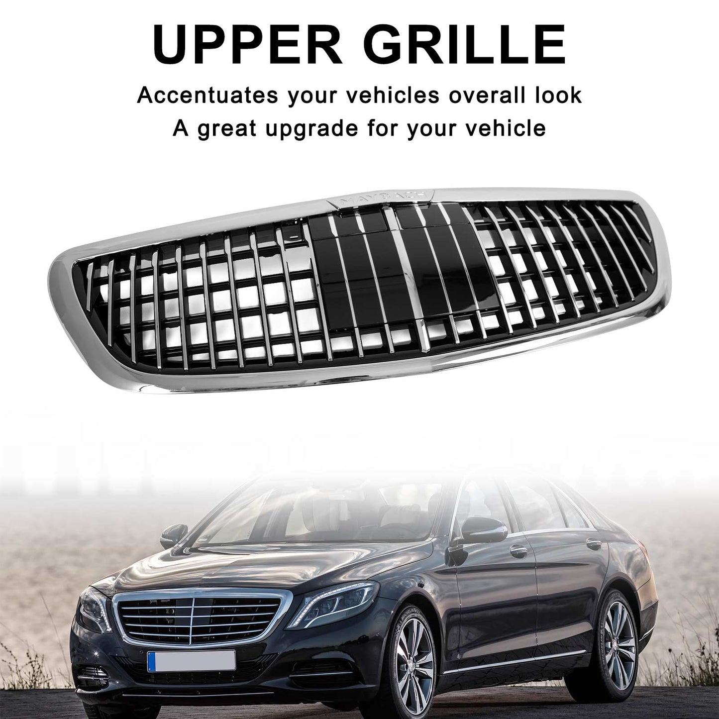 2014-2020 Mercedes Benz S-Class W222 Front Grill Maybach Style Chrome Bumper Replacement Grille