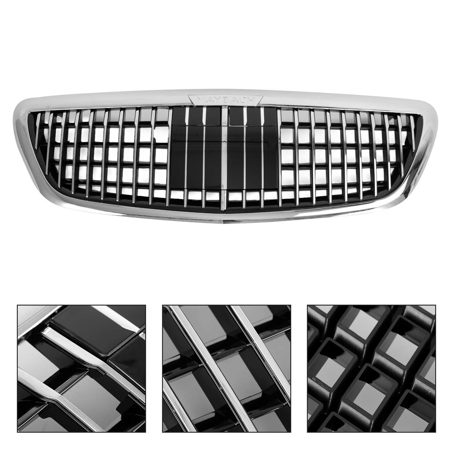 2014-2020 Mercedes Benz S-Class W222 Front Grill Maybach Style Chrome Bumper Replacement Grille